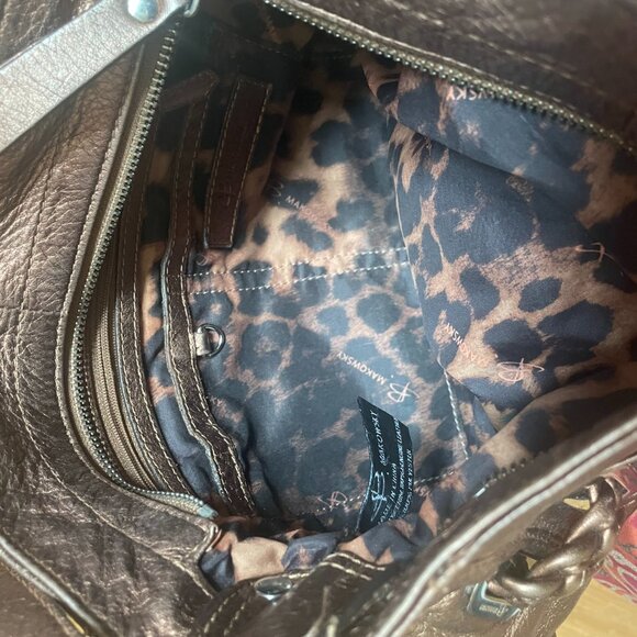 B Makowsky Bronze Pebble Leather Shoulder Bag Adjustable Strap Handle Purse - Picture 8 of 8